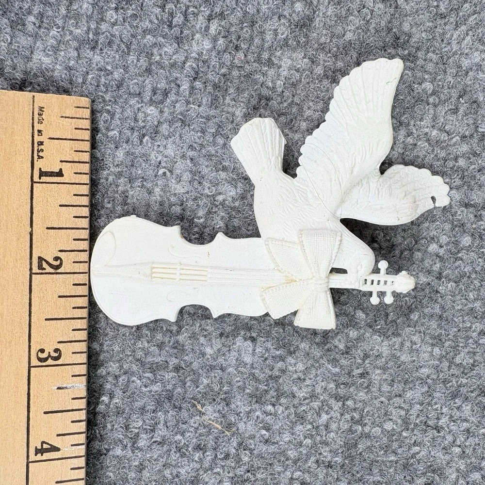 Vintage‎ 90s Y2K Dove Christmas Ornaments Lot 3pc Romantic Holiday Rose Violin